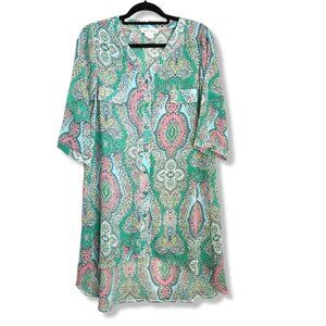 Lady Noiz Womens Paisley‎ Tunic Top Blouse Size S small Sheer